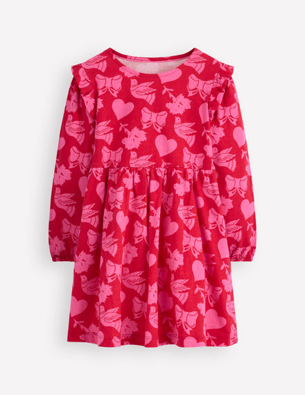 Posie Langärmliges Jerseykleid-Rockabilly-Rot Festtagsstimmung