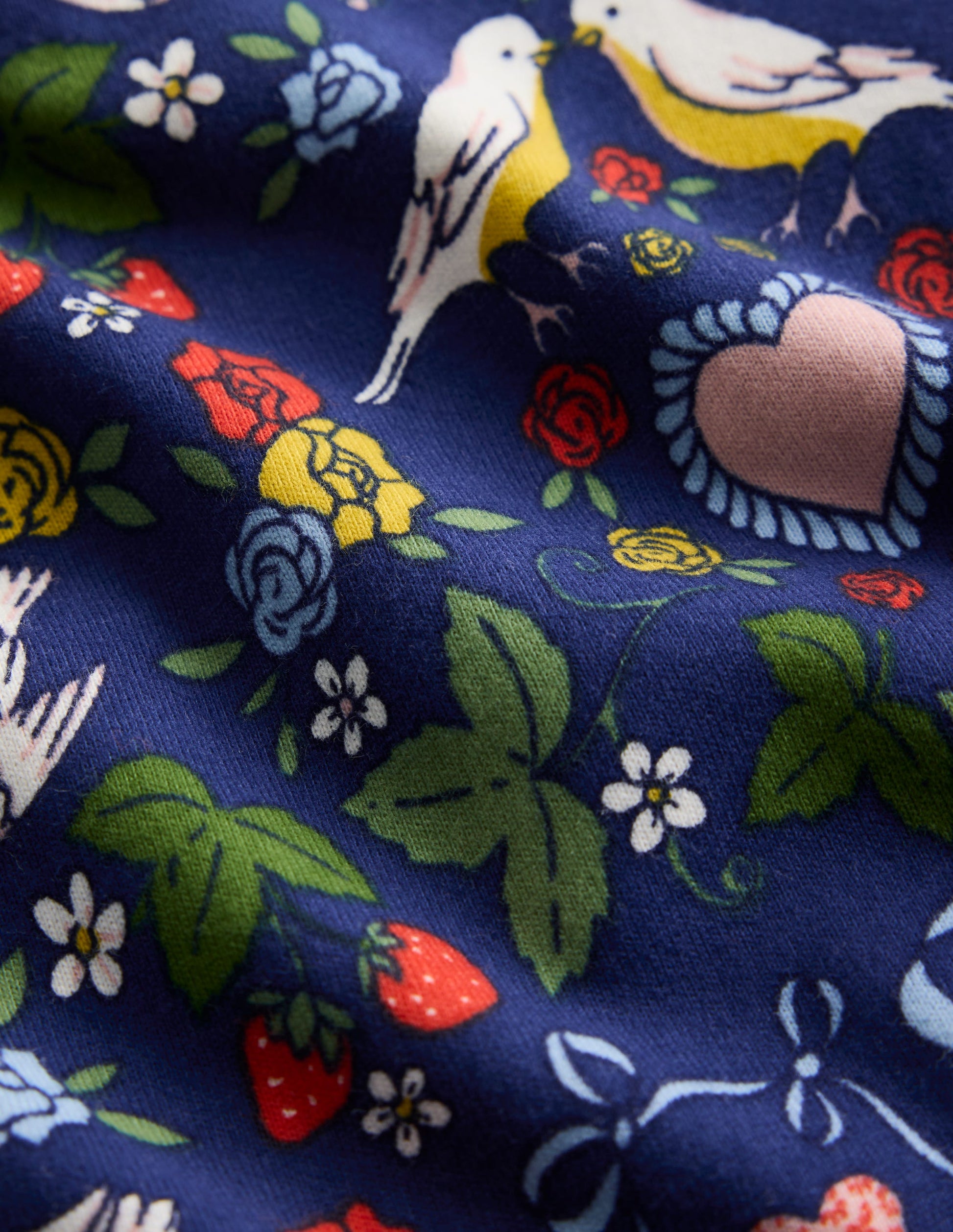 Posie Langärmliges Jerseykleid-Steuerbordblau Liebesvögel-3
