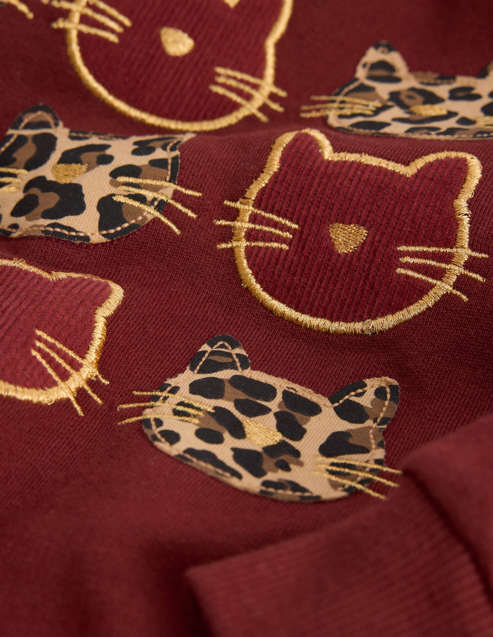 Bobbie Appliqué Sweatshirt-Chestnut Cats-3