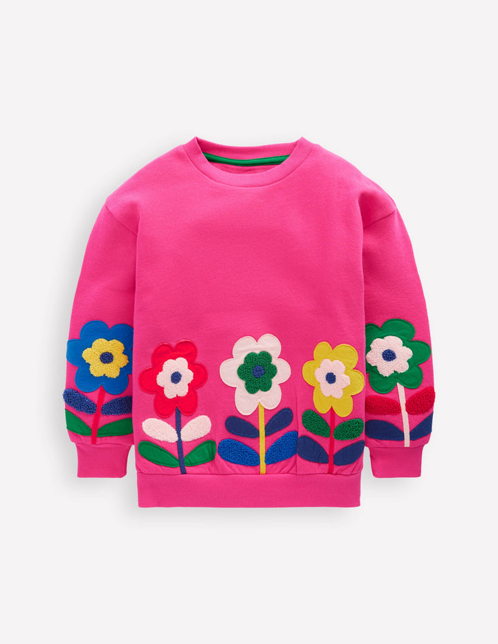 Bobbie Sweatshirt mit Applikation-Himbeerrosa Blumen