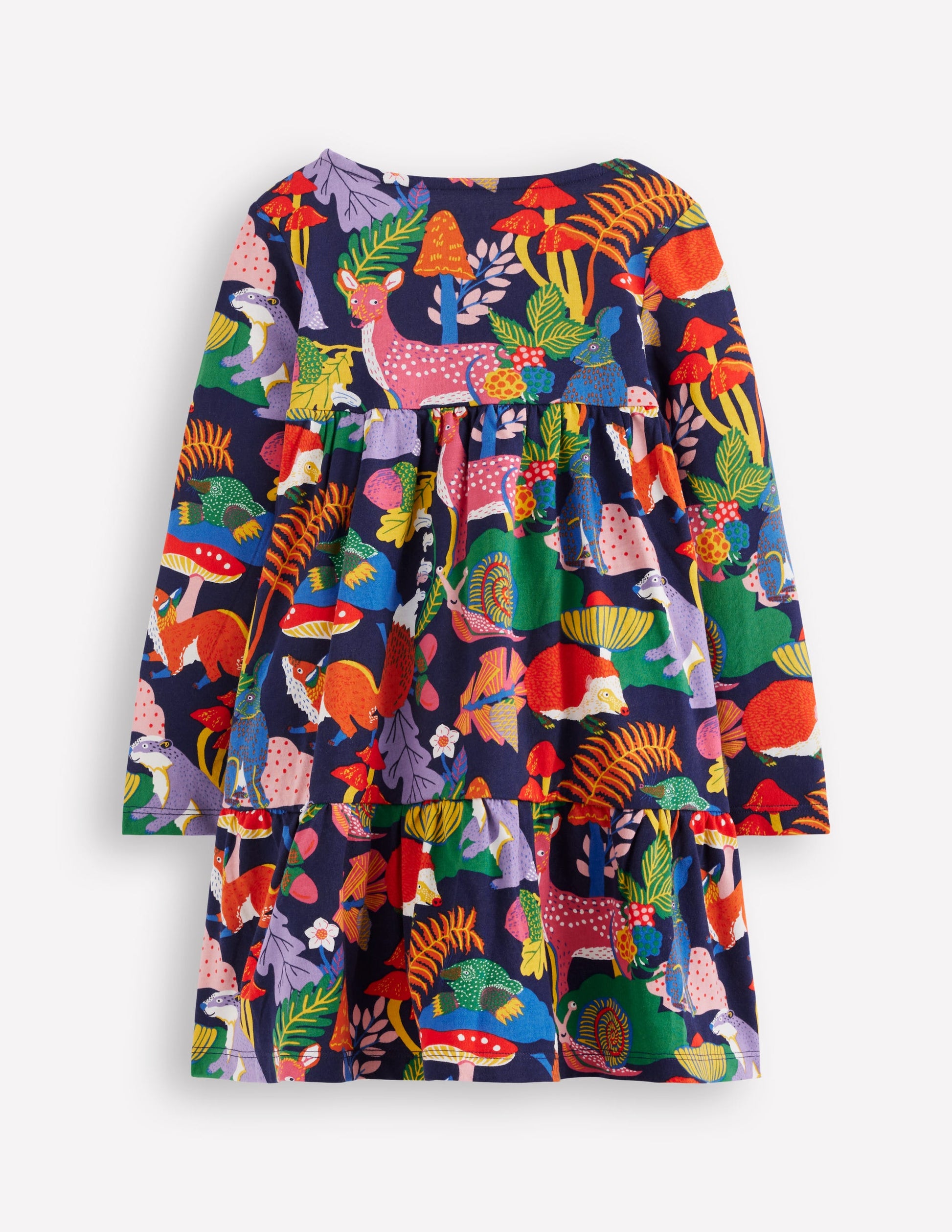 Ariel Langärmliges, schwingendes Kleid-Bunt Regenbogenwald-2