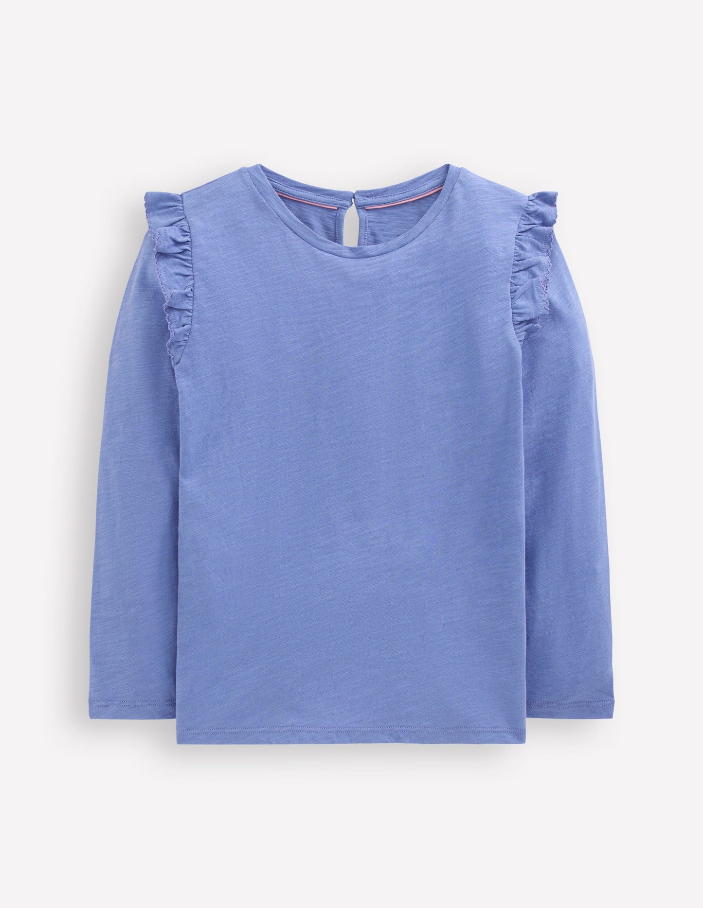 Top flammé à manches volantées-Bleu Tendre
