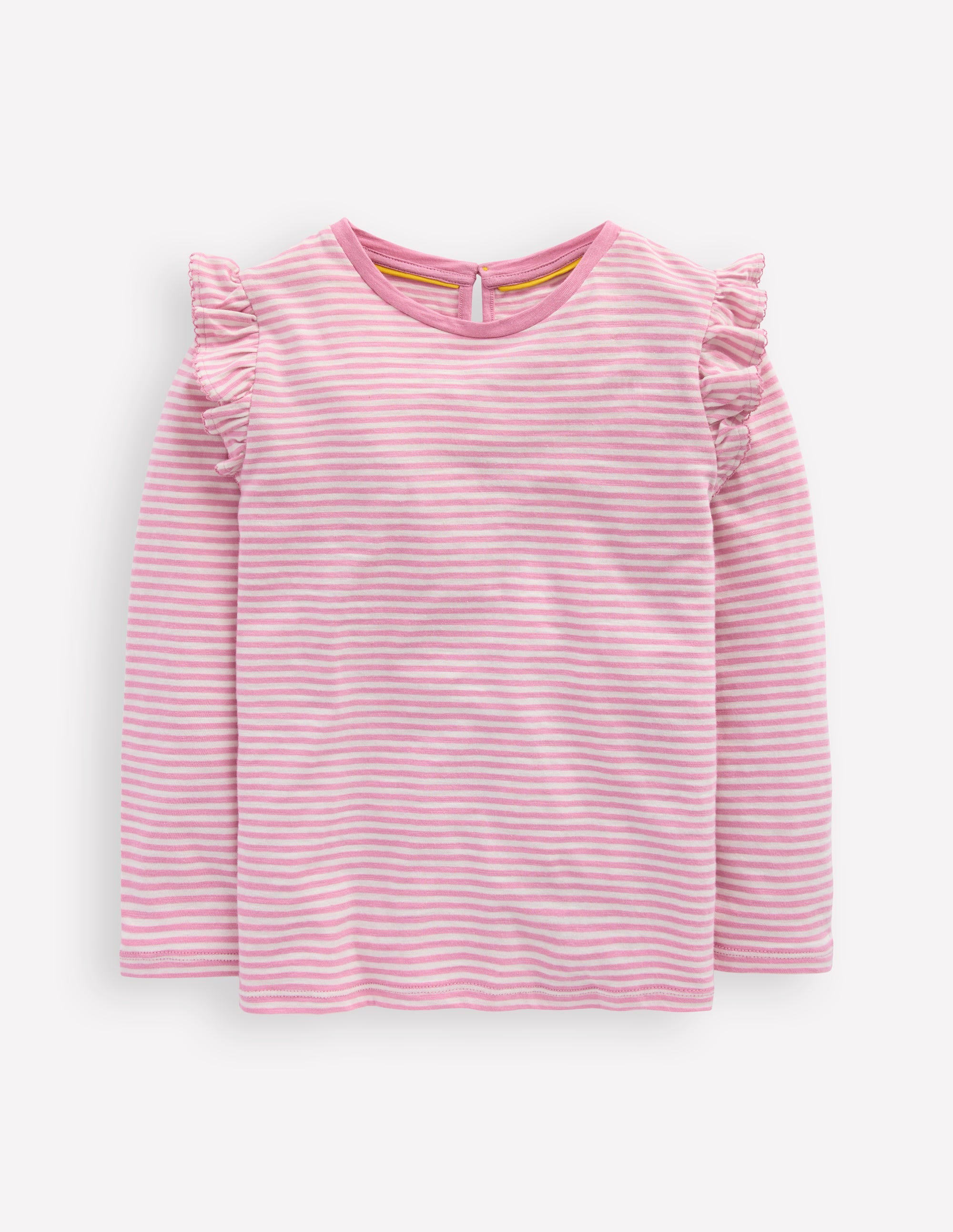 Frill Sleeve Slub Top-Soft Ivory/Pink Haze Stripe - Image 1