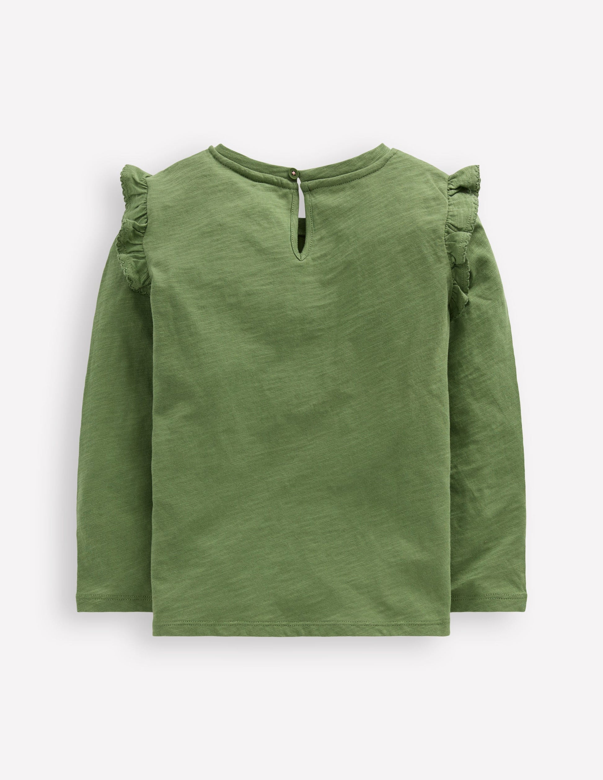 Top flammé à manches volantées-Vert étang profond-2