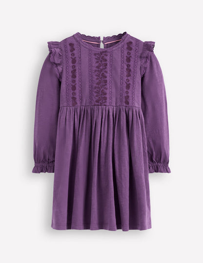 Jerseykleid mit Spitzenbesatz-Mystisches Lila-1