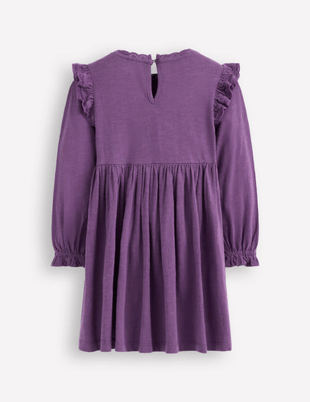Jerseykleid mit Spitzenbesatz-Mystisches Lila