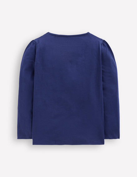T-shirt à manches longues et super surpiqûres-Motif festif bleu tribord