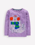Langarmshirt mit Superstich-Design-Asternlila Hund