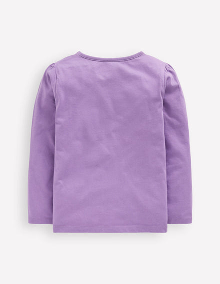 T-shirt à manches longues et super surpiqûres-Chien violet aster