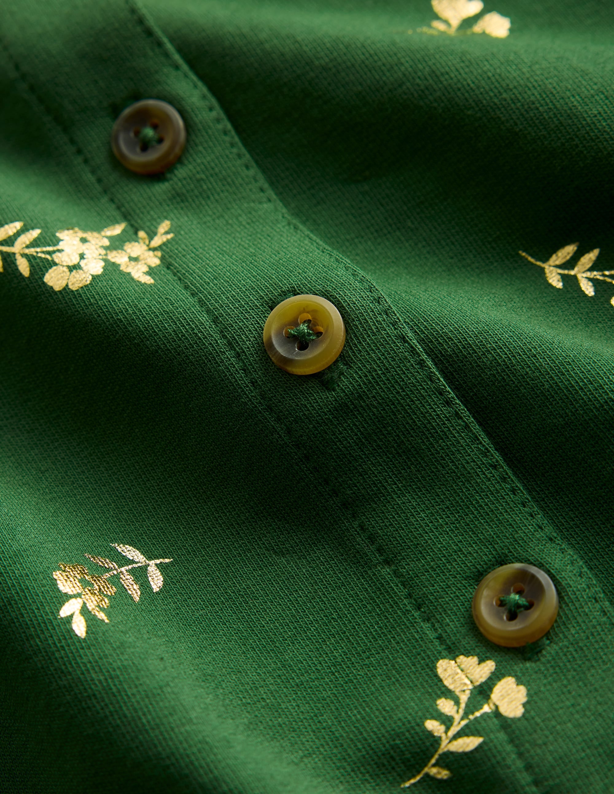 Kuscheliges Jersey-Hemdblusenkleid-Grün Folie Blumenmuster - Image 3