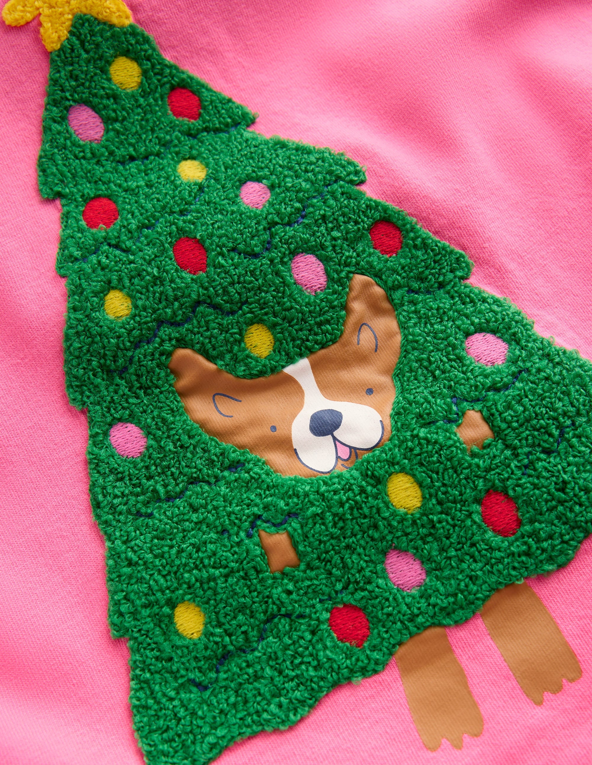 Langarmshirt aus Bouclé-Rosa Weihnachtsbaum Hund - Image 3
