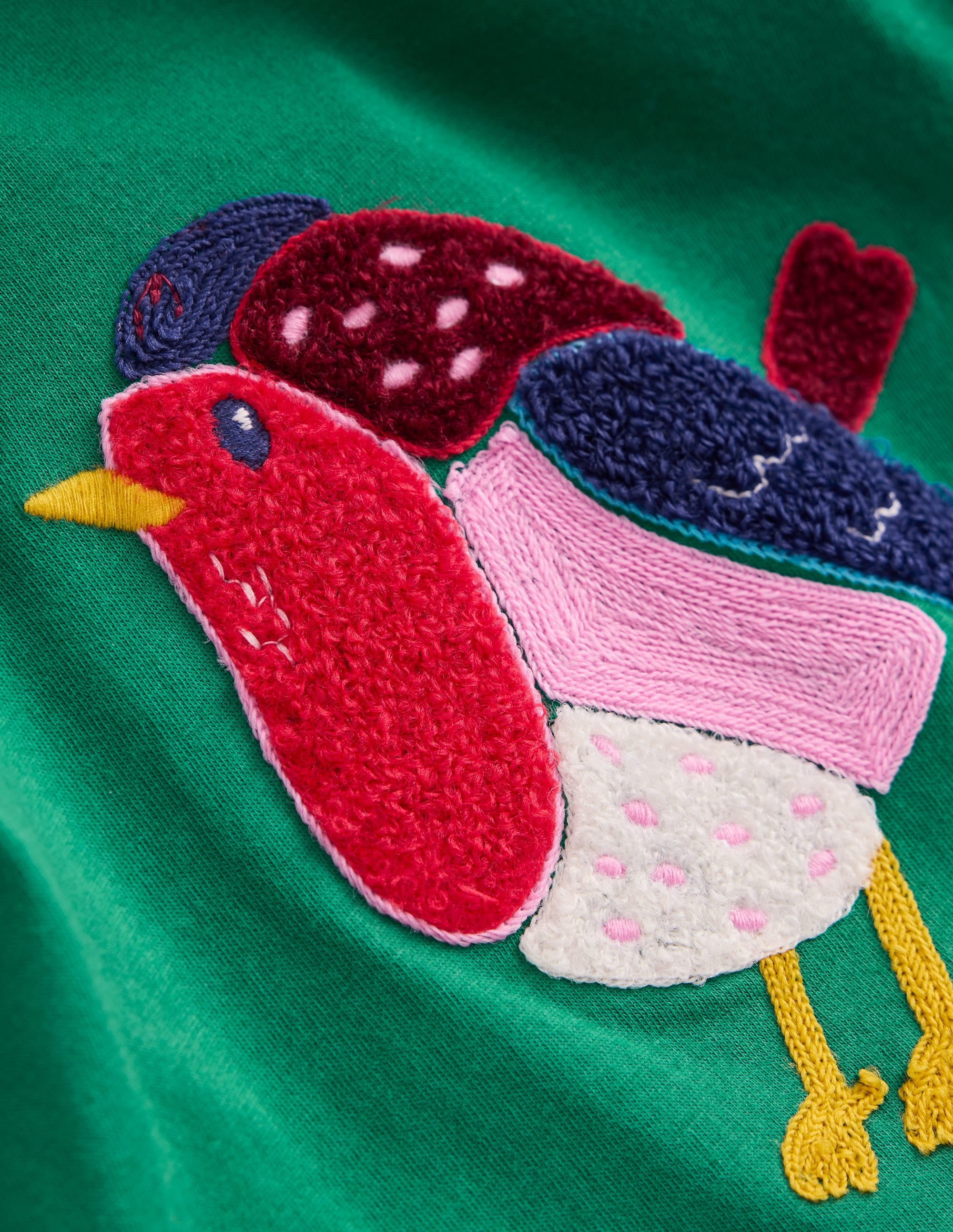 Langarmshirt aus Bouclé-Piniengrün, Rotkehlchen - Image 3