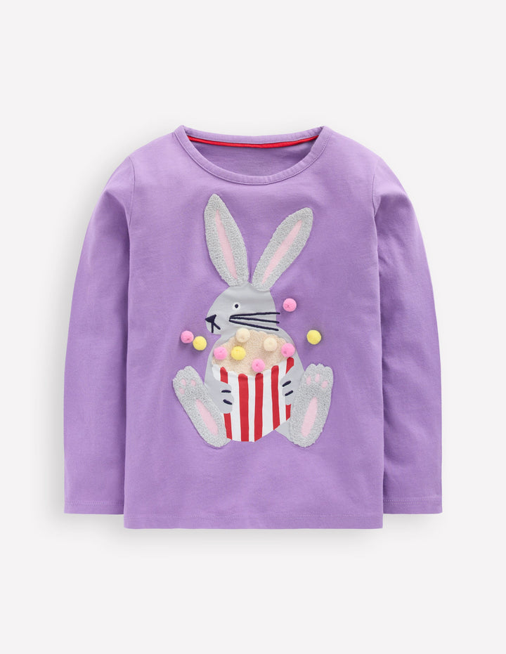 Langarmshirt aus Bouclé-Asternlila Popcorn Hase