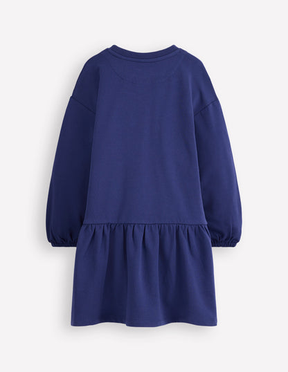 Sweatshirt-Kleid mit Logo-Segelblau, Kirsche-3