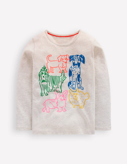 Riso Langarmshirt-Haferbeige Meliert Hunde