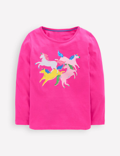 Riso Langarmshirt-Himbeerrosa Einhörner-1