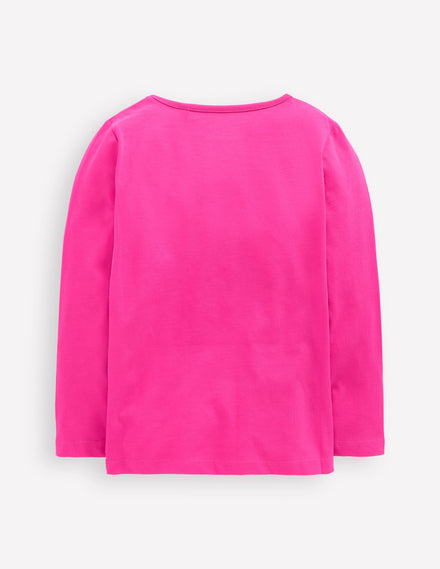 T-shirt manches longues à imprimé riso-Licornes rose framboise