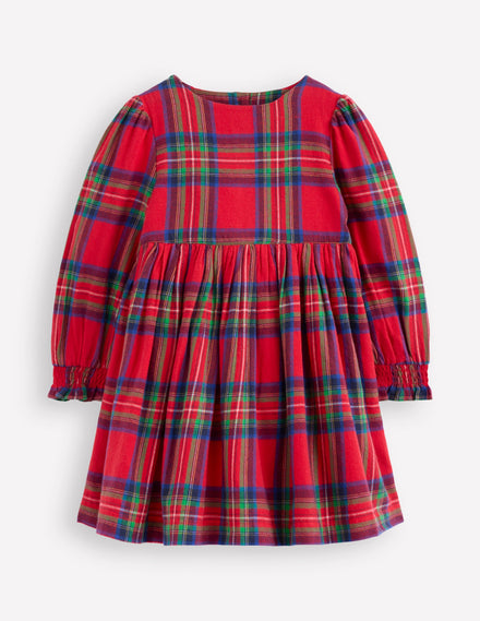 Robe Madeline à manches longues-Carreaux rouges