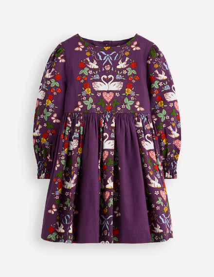 Madeline Langärmliges Kleid-Mystisches Violett Liebesvögel