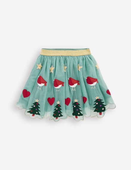 Tüllrock mit Applikation-Eukalyptus Weihnachten