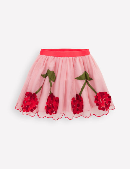 Tüllrock mit Applikation-Vintage-Rosa Kirschen
