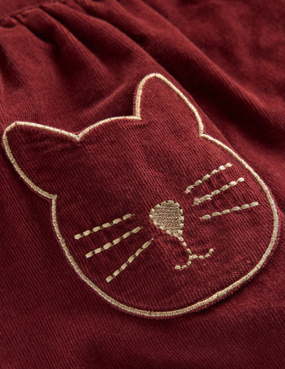 Button-through Mini Skirt-Chestnut Cats-4