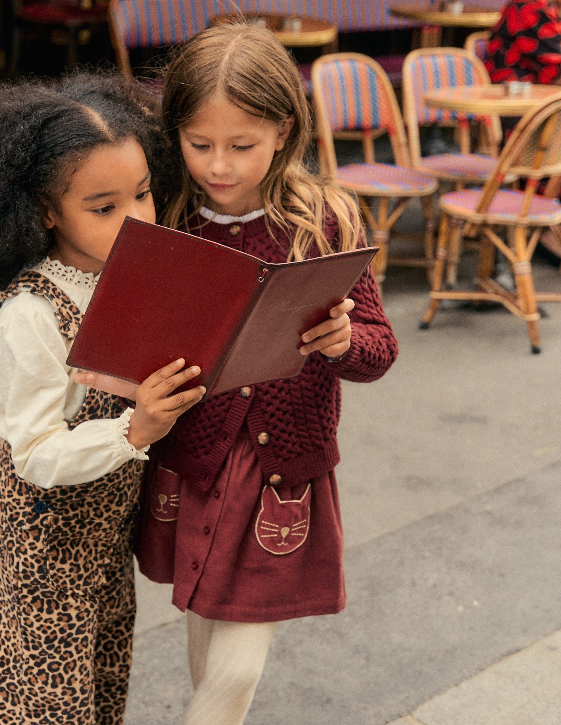 Button-through Mini Skirt-Chestnut Cats-1