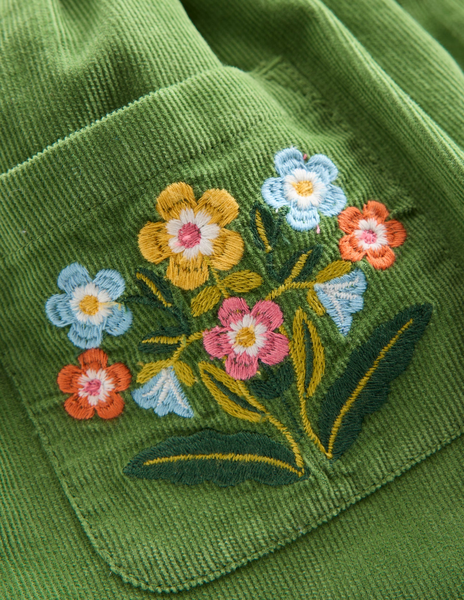 Minirock mit Knopfleiste-Brokkoligrün Blumen-4
