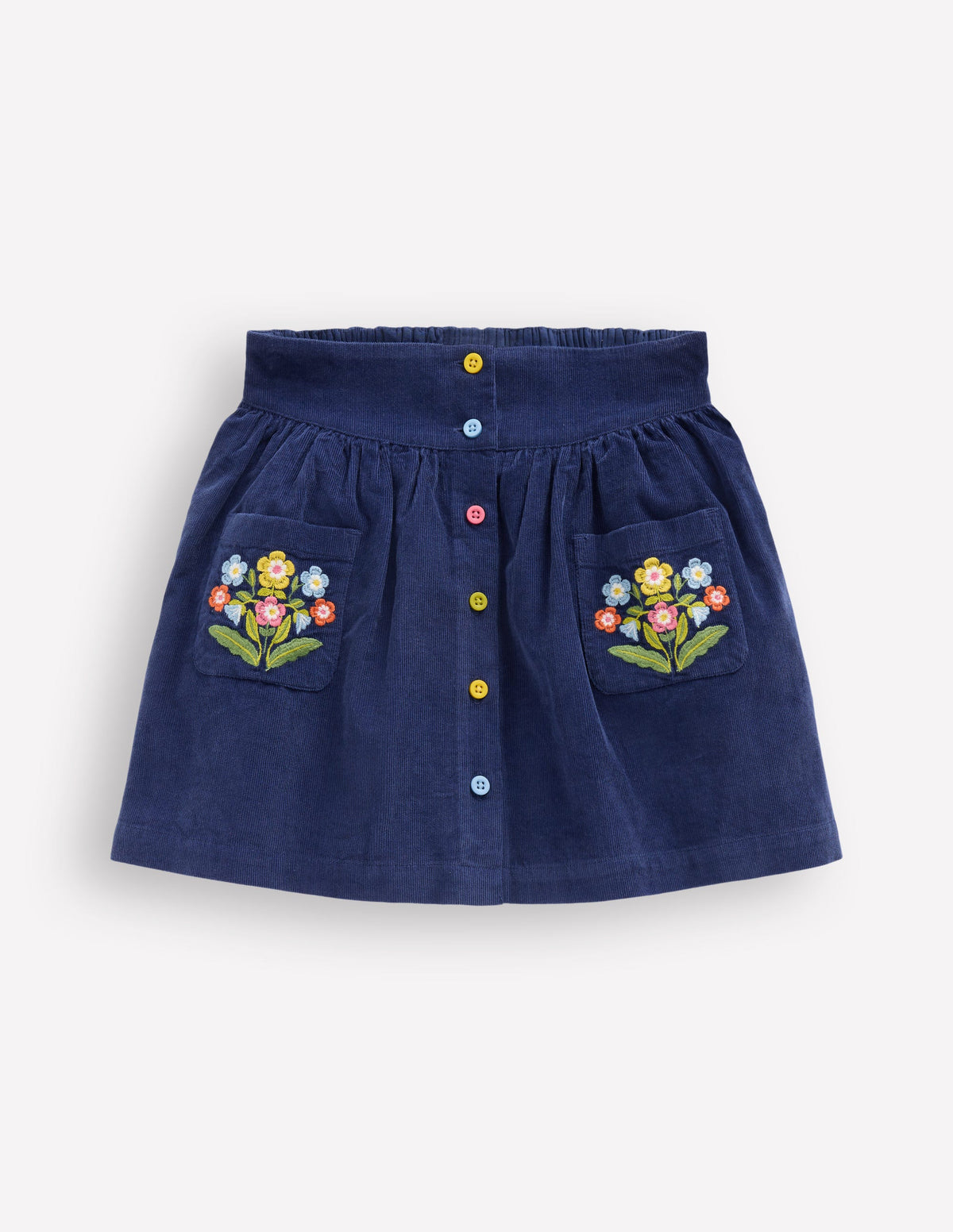 Minirock mit Knopfleiste-Schuluniform-Navy, Blumen - Image 1