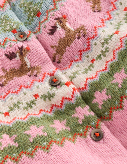 Cardigan Edie à motif jacquard-Renne rose chiné-3