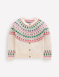 Edie Fair-Isle-Strickjacke-Beige Meliert Früchte