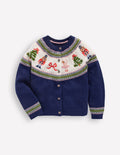 Edie Fair-Isle-Strickjacke-Blau Nussknacker
