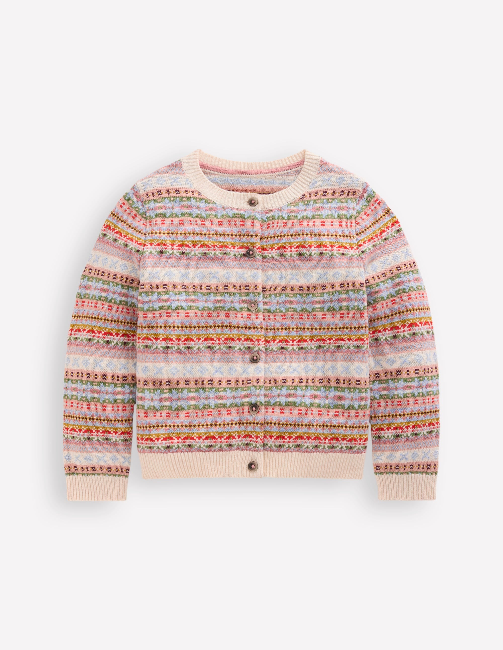 Edie Fair-Isle-Strickjacke-Sanftes Bunt - Image 1