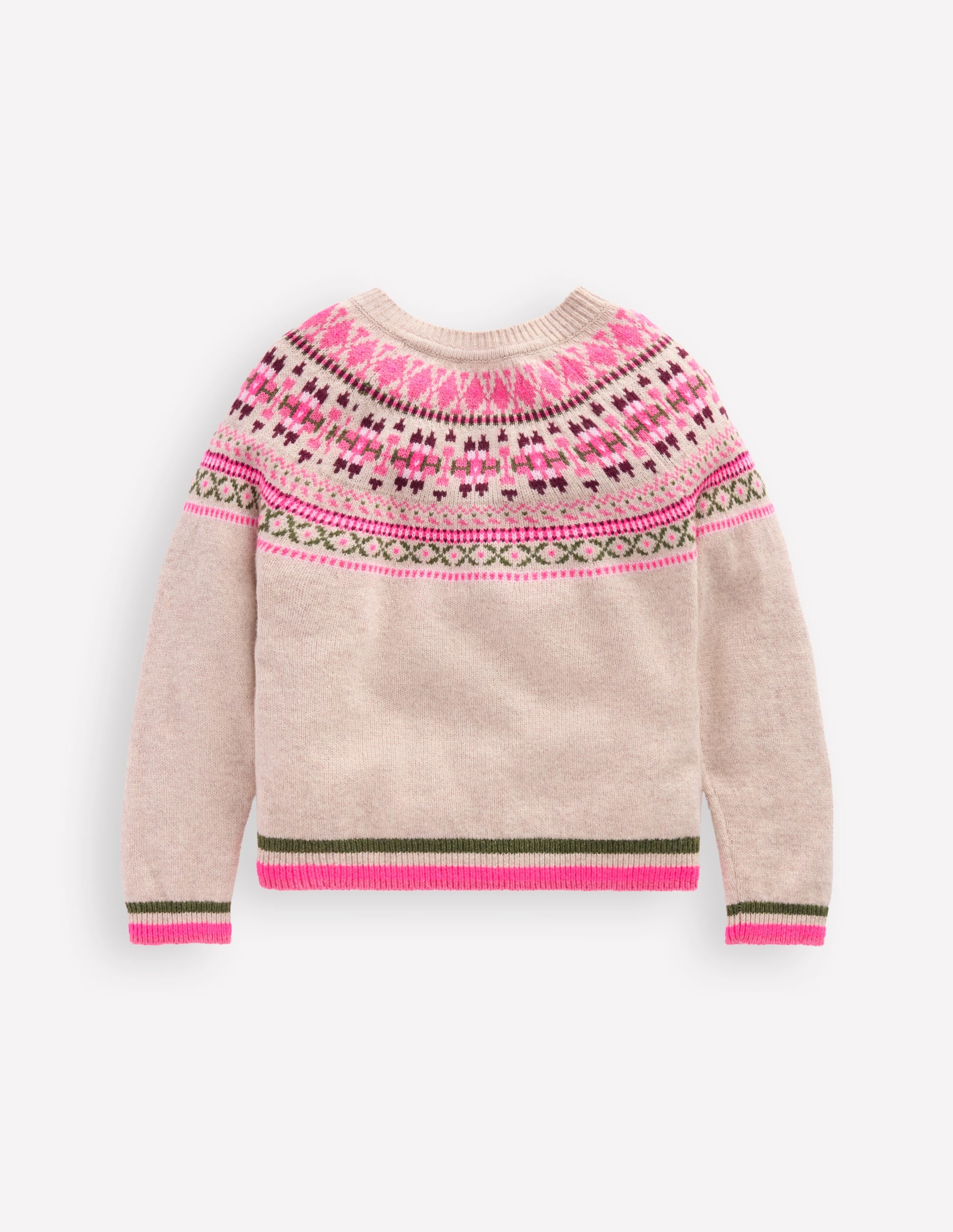 Edie Fair-Isle-Strickjacke-Haferbeige Klassisch Fair Isle - Image 5