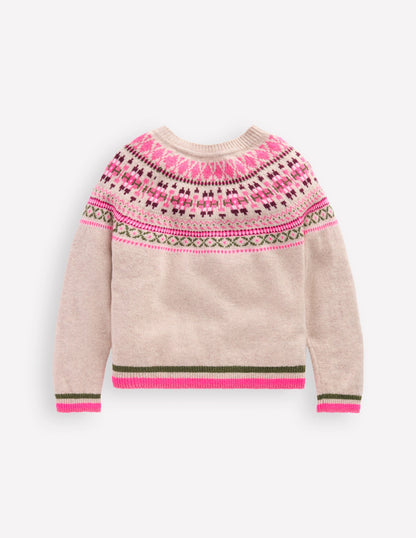 Cardigan Edie à motif jacquard-Motif jacquard traditionnel avoine-3