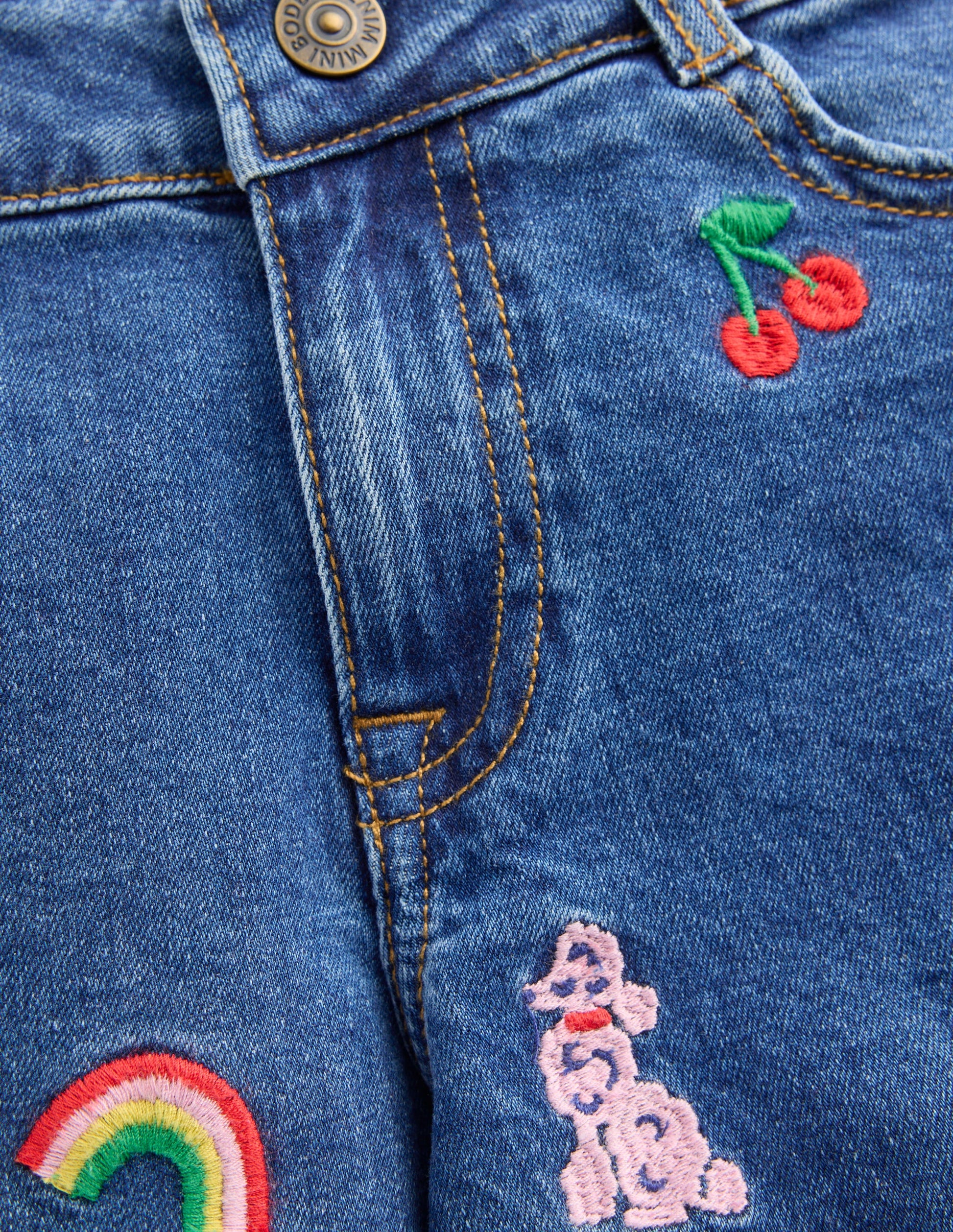 Hose mit weitem Bein-Denim Pariser Stickerei-4