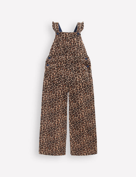 Latzhose mit Rüschen-Mohair, Leopardenmuster