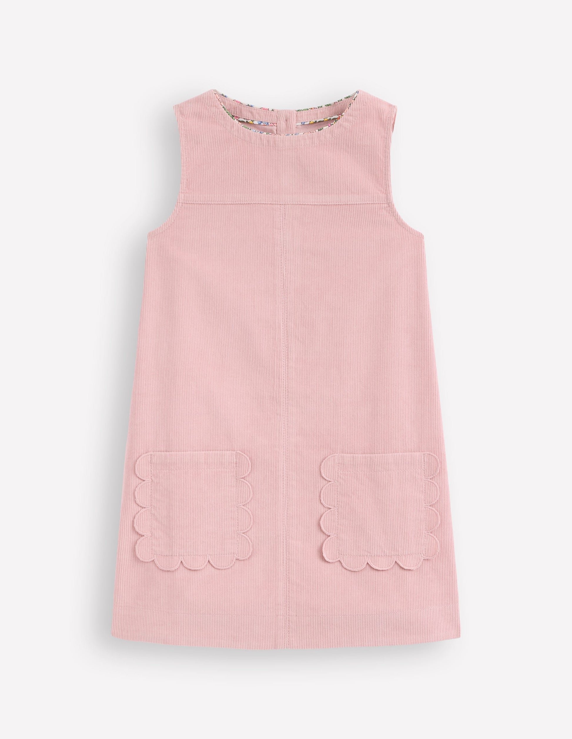 Robe chasuble Saffy en velours côtelé-Rose vintage-1