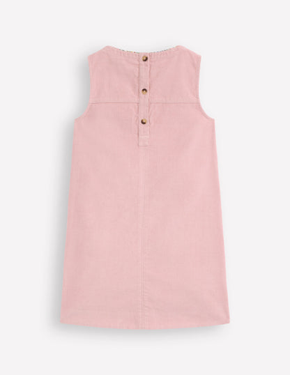 Robe chasuble Saffy en velours côtelé-Rose vintage-2