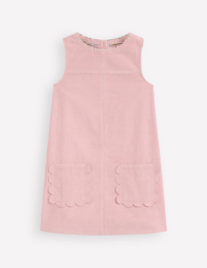 Robe chasuble Saffy en velours côtelé-Rose vintage-1