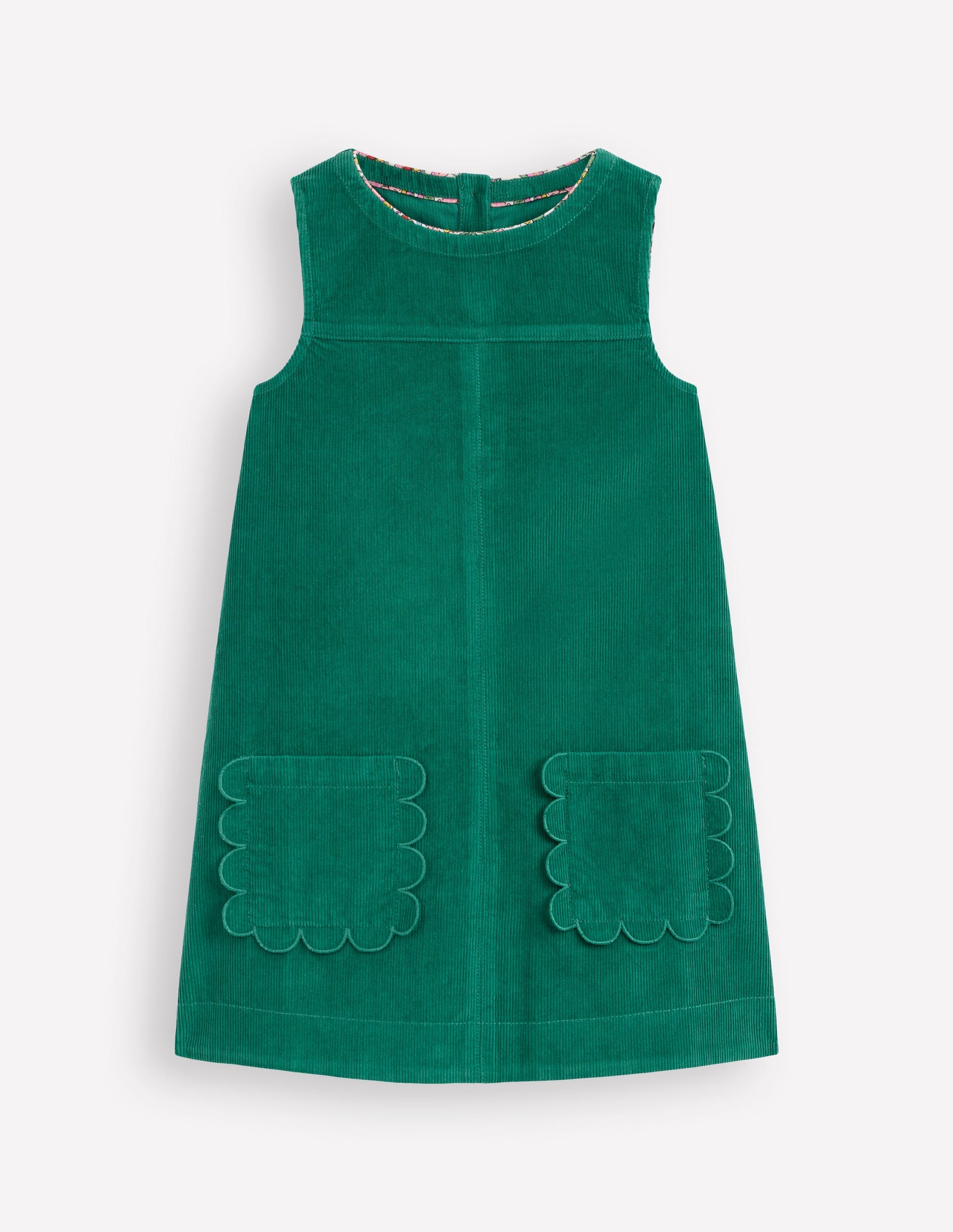 Robe chasuble Saffy en velours côtelé-Vert joyau-1