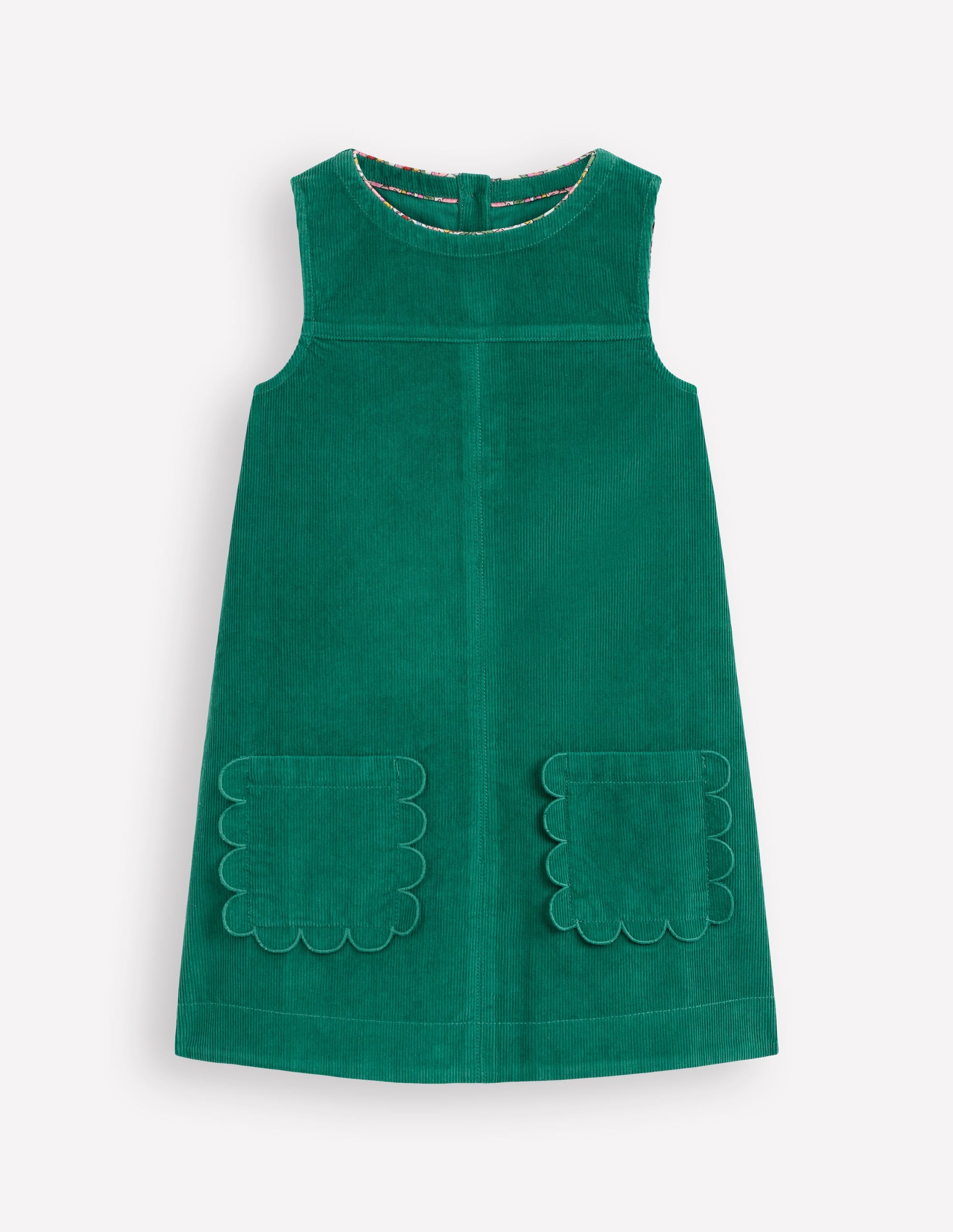 Robe chasuble Saffy en velours côtelé-Vert joyau - Image 1