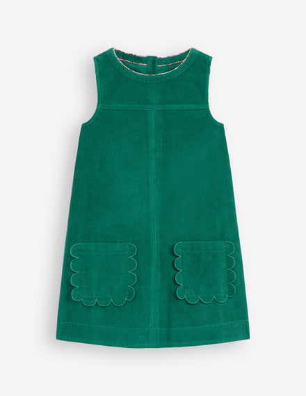 Robe chasuble Saffy en velours côtelé-Vert joyau
