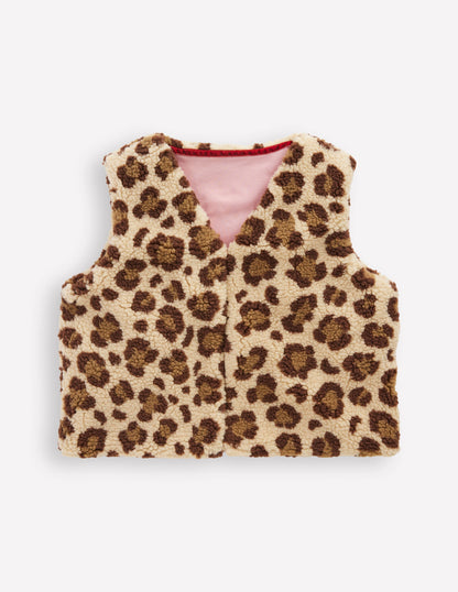 Lockere Teddyfellweste-Mohair, Leopardenmuster-1