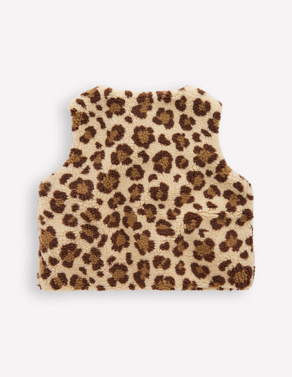 Lockere Teddyfellweste-Mohair, Leopardenmuster-2