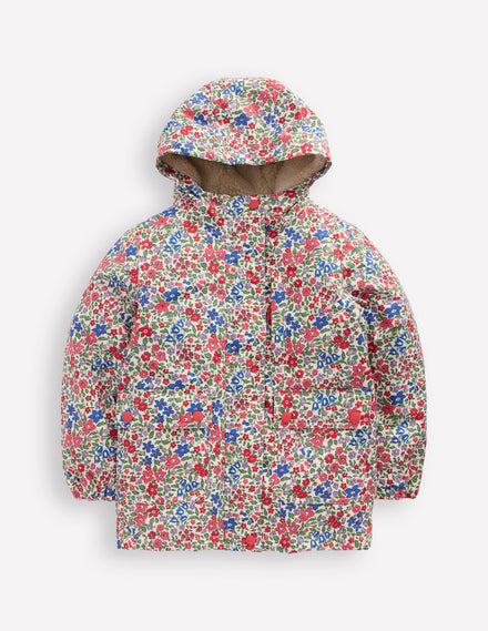 Manteau imperméable 4-en-1-Lit de fleurs rose extase