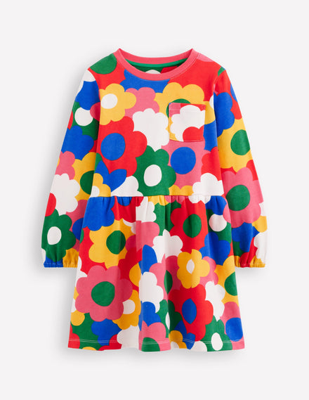 Loopback-Sweatkleid-Bunt Regenbogen Blume