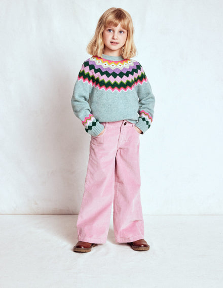 Pull Eleanor à motif jacquard-Motif jacquard bleu embrun