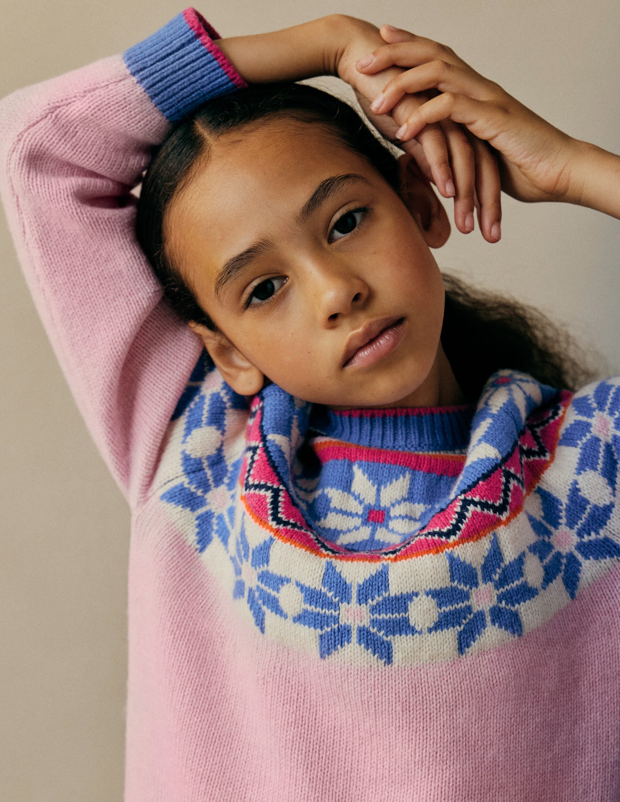 Eleanor Fair-Isle-Pullover-Geblümt Rosa - Image 1
