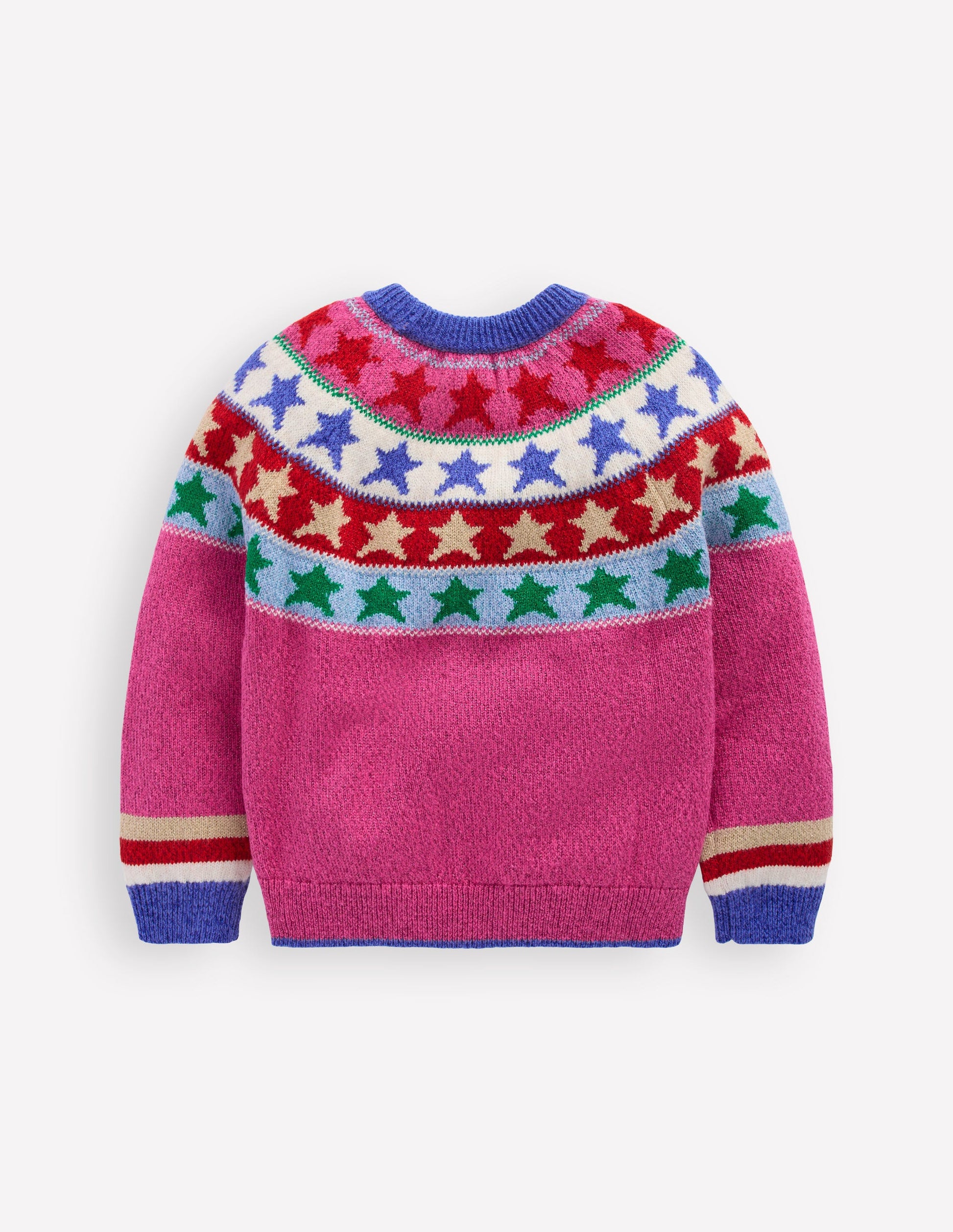 Eleanor Fair-Isle-Pullover-Kräftiges Pink Glitzernde Sterne-3